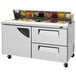 A Turbo Air stainless steel refrigerated sandwich prep table with drawers.