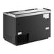 An Avantco black horizontal bottle cooler with a silver top.