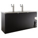 A black rectangular Avantco beer dispenser with two metal taps.