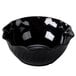 A black Cambro swirl bowl with wavy edges.
