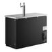A black rectangular Avantco beer dispenser with two silver metal taps.