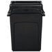A black Rubbermaid Slim Jim trash can with black swing lid.