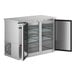 An Avantco stainless steel back bar refrigerator with two solid doors open.