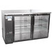 An Avantco black back bar cooler with glass doors.