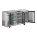 An Avantco stainless steel back bar refrigerator with solid doors.