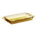 A Cambro amber rectangular plastic container with handles.