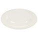A white Kanello melamine plate with a wide rim and a Kanello orange edge.