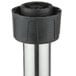 A black and silver metal blending shaft with a black cap on the end.