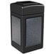 A black rectangular Commercial Zone StoneTec waste receptacle with a square top and Pepperstone panels.