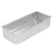 a rectangular silver pan with a white background