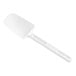 A close up of a white Rubbermaid spoonula with a handle.