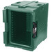A granite green Cambro Ultra Pan Carrier with the door open.