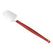 A red and white Rubbermaid spoonula with a handle.