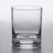 A clear glass with a white background.