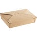 A brown Kraft paper take-out box with a lid.