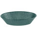 A white polyethylene oval basket with a dark green rim.