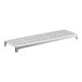 A white plastic shelf with a vented white plastic grate.