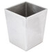 A natural and pewter square metal container with a silver finish.