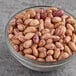 A bowl of dried cranberry beans.