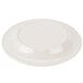 A white Kanello melamine plate with a wide rim and a green diamond pattern on the edge.