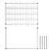 A white grid with many squares with two metal rods.