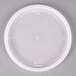 A white plastic container and lid with a circle in the middle.