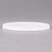 A Pactiv translucent round deli container with a white plastic lid.