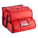 A red CaterGator insulated soft-sided delivery bag with two compartments and black straps.