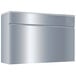 A stainless steel rectangular box with a silver drawer.