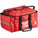 A red ServIt insulated delivery bag with black straps.