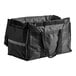 A black heavy-duty insulated soft-sided food delivery bag with handles and side pockets, designed to hold six 2 1/2-inch deep full size food pans.