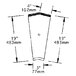A drawing of a triangle with measurements in a room.