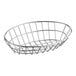 A Clipper Mill chrome metal oval grid basket with a handle.