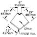 A diagram of an Eagle Group Spec-Bar corner drainboard with measurements.