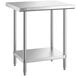 A Regency stainless steel work table with undershelf.