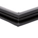A close up of a black square corner of a True 810782 equivalent magnetic drawer gasket.