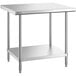 A Regency stainless steel work table with undershelf.