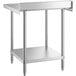 A Regency stainless steel work table with undershelf.