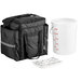 A black ServIt insulated food delivery bag with a white Cambro container inside.