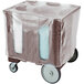 a plastic covered box on a cart