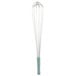 A Vollrath stainless steel French whisk with a blue nylon handle.