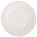 A 9 3/8" ivory china plate with an embossed white border.