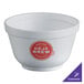 A Dart white foam bowl with a red Deu Brew logo.