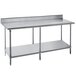 A stainless steel Advance Tabco work table with undershelf.