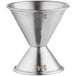 An American Metalcraft stainless steel jigger with 3/4 and 1 1/2 oz. measurements.