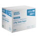A box of 96 Lavex 2-ply toilet paper rolls with blue labels.