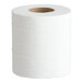 A roll of white, 2-ply standard toilet paper with a cardboard core.