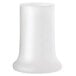 A white cylindrical glass candle holder with a white background.