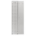 A white rectangular metal shelf with holes in it.