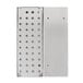 A white metal rectangular panel with holes in it.